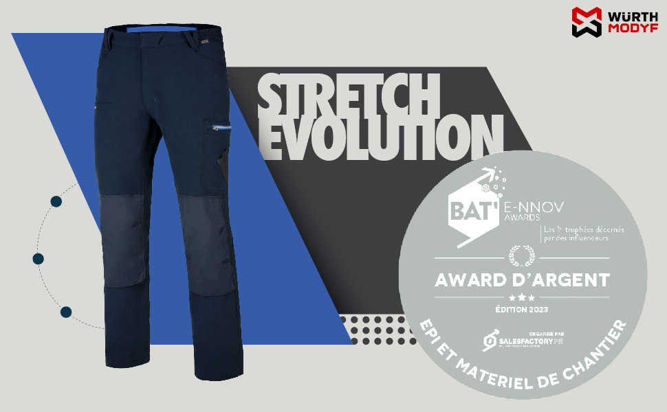 Pantalon Stretch Evolution Würth MODYF : récompensée Award d'argent aux BAT'E-NNOV AWARDS 2023