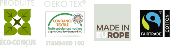 Produits eco conçus, oeko tex, made in europe, fairtrade cotton