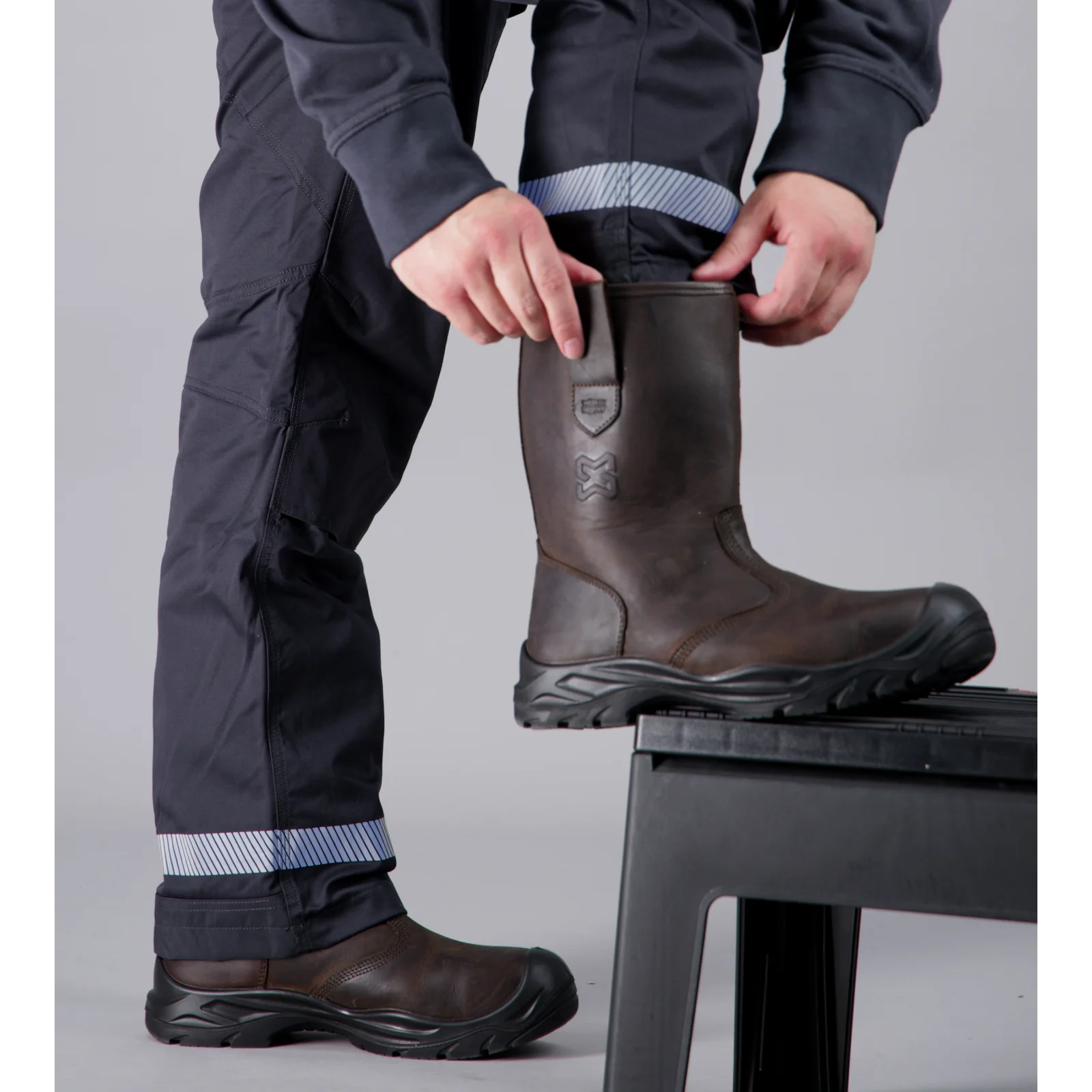 Bottes De Sécurité Hommes NINGO - Embout Acier, Cuir Pleine Fleur, Antidérapantes - Pour Chantier, Randonnée, Travail